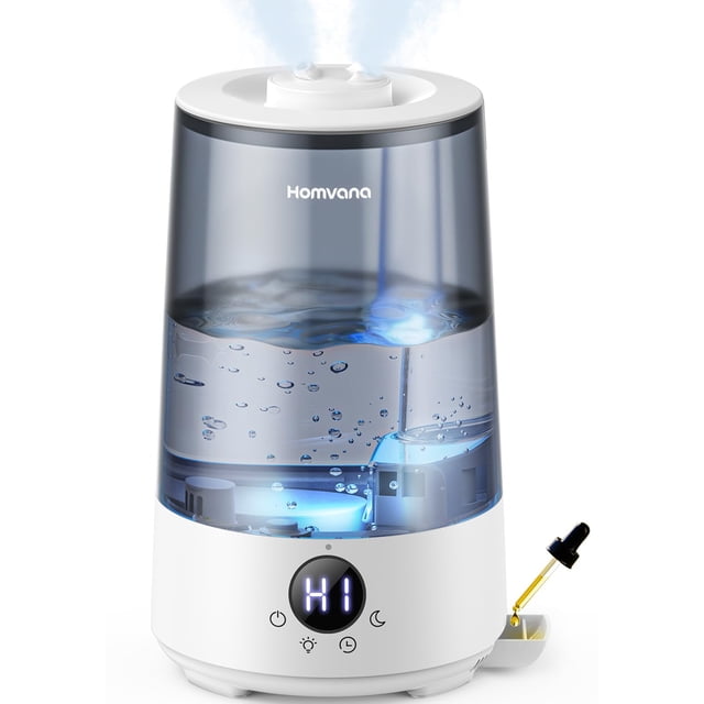 Homvana Humidificadores para recámara y hogar, 3.6 L Cool Mist parte superior-Fill 34H Super Long Time, Silencioso 23dB, Humidificador de bebé, Difusor de aceite para habitación grande, plantas
