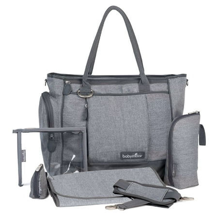 Babymoov Essential Bag - Diaper Tote with Changing Pad, Shoulder Strap and 3pc Baby Travel accessories (Smokey Gray)