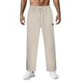 thumbnail image 1 of PEASKJP Mens Sweatpants Casual Zipper Gym Workout Sweatpants Pockets, Beige XXL, 1 of 5