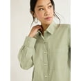 thumbnail image 4 of Free Assembly Women’s and Women's Plus Button Front Boxy Cotton Tunic Shirt with Long Sleeves, Sizes XS-4X, 4 of 6