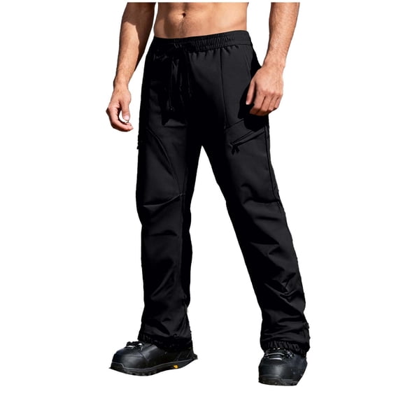 Iugvhana Men's Snow Ski Pants Unisex Insulated Winter Warm Outdoor Waterproof Windproof Snowboard Pants Black L