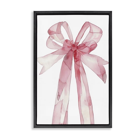 Stupell Industries Glam Watercolor Pink Bow Illustration Black Floating Frame Canvas Art, 17 x 25, by LSR Design Studio