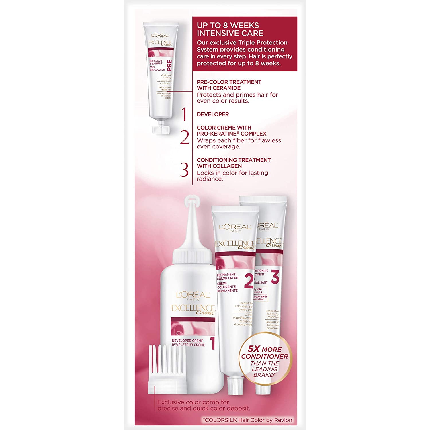 L'Oreal Paris Excellence Permanent Hair Color, 5AB Mocha Ashe Brown, 6-Pack