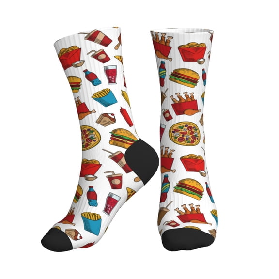 Crew Socks for Women Men Athletic - hot dog Pizza Soft Comfort Breathable Mid-Calf Sole Running Socks Womens Men