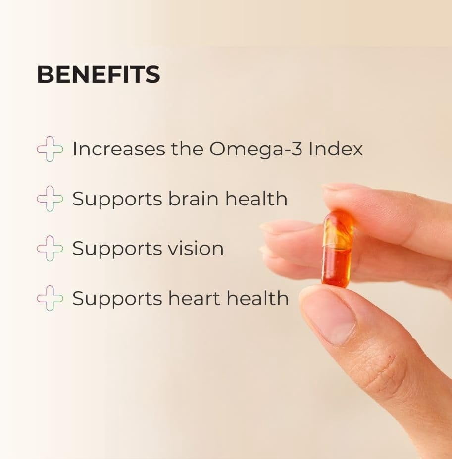 Juice Plus+ Omega Blend - Vegan, Fish-Less, No Aftertaste - Omega 3, 5, 6, 7 & 9 Fatty Acids from Algae & Seeds - DHA, ALA & EPA for Brain & Vision - 1 Bottle (60 Servings)