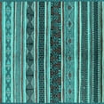 thumbnail image 1 of Ahgly Company Machine Washable Indoor Square Solid Turquoise Blue Modern Area Rugs, 3' Square, 1 of 4