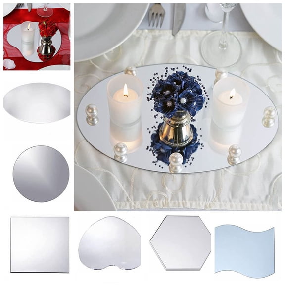 Dserhfy Mirror Surface Serving Tray Decorative Unique Table Centerpieces Candle Tray Party Supplies