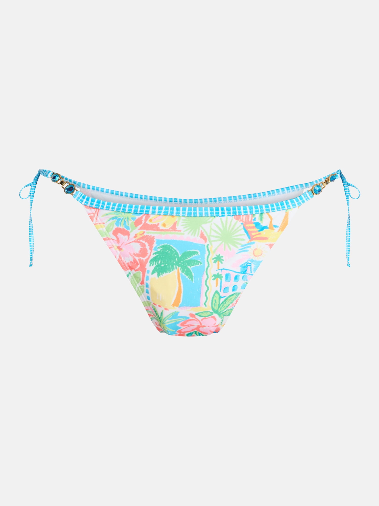 No Boundaries Low Waist Side Tie Bikini Bottoms, Women's XXS-XXL