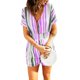 thumbnail image 1 of Mujeres corto jumpsuit V cuello shirred cintura rayas impreso mujer corto jumpsuit para oficina, 1 of 5