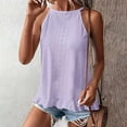 thumbnail image 2 of ShomPort Summer Mesh Tank Tops for Women Trendy Sleeveless Camisole Ruffle Hem Vacation Vests, 2 of 8