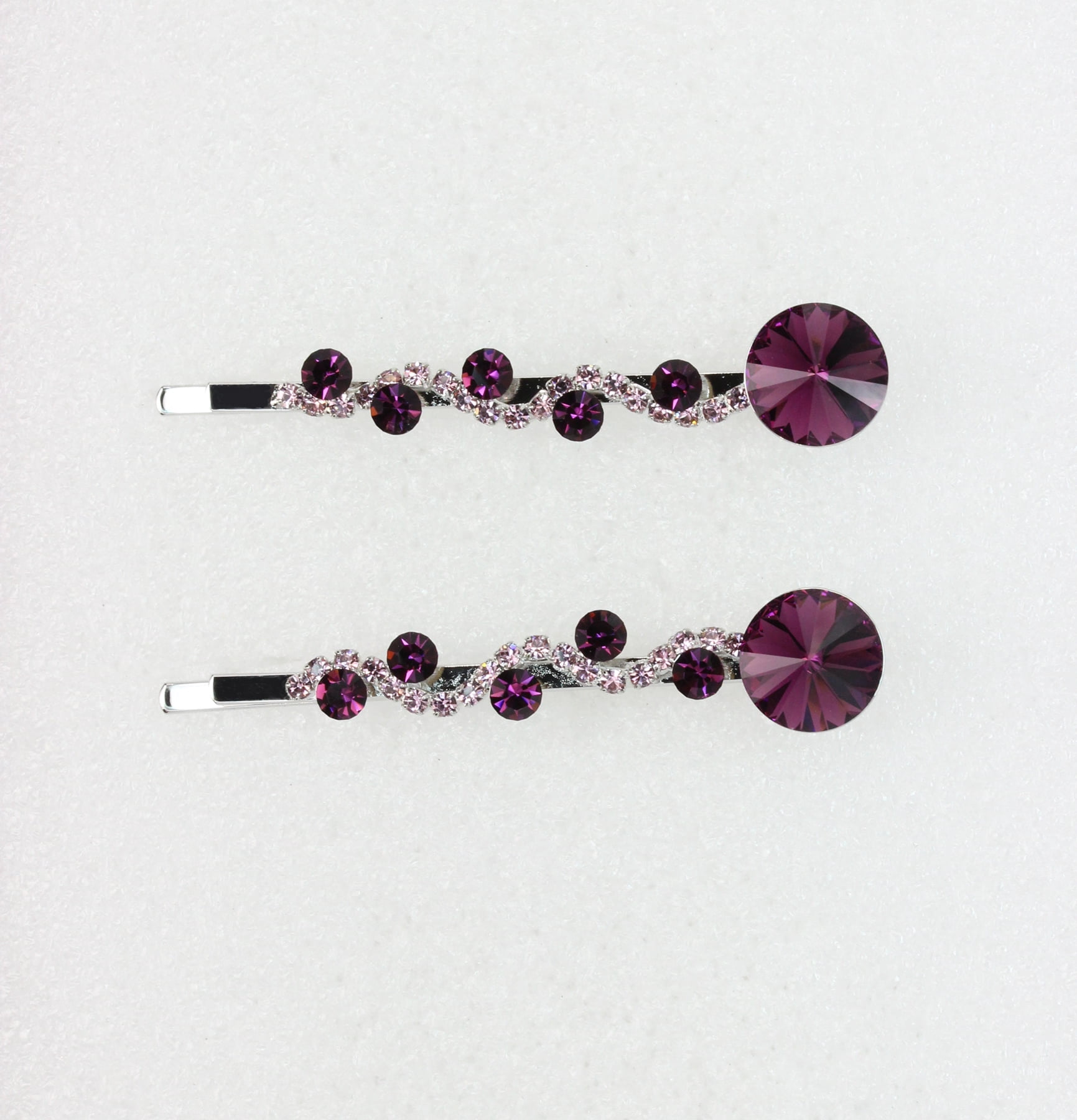 Faship  A Pair Of Purple Premium Rhinestone Crystal Floral Hair Clips 2 Pcs Pins