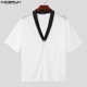 thumbnail image 4 of INCERUN Tops 2024 estilo coreano sexy para hombre a rayas con cuello en V transparente camisetas casuales ropa de calle fina de media manga camiseta S-5XL, 4 of 5