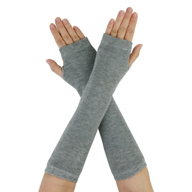 Allegra K Women's Ruffled Thumb Hole Wrist Arm Warmer Knitted Gloves
