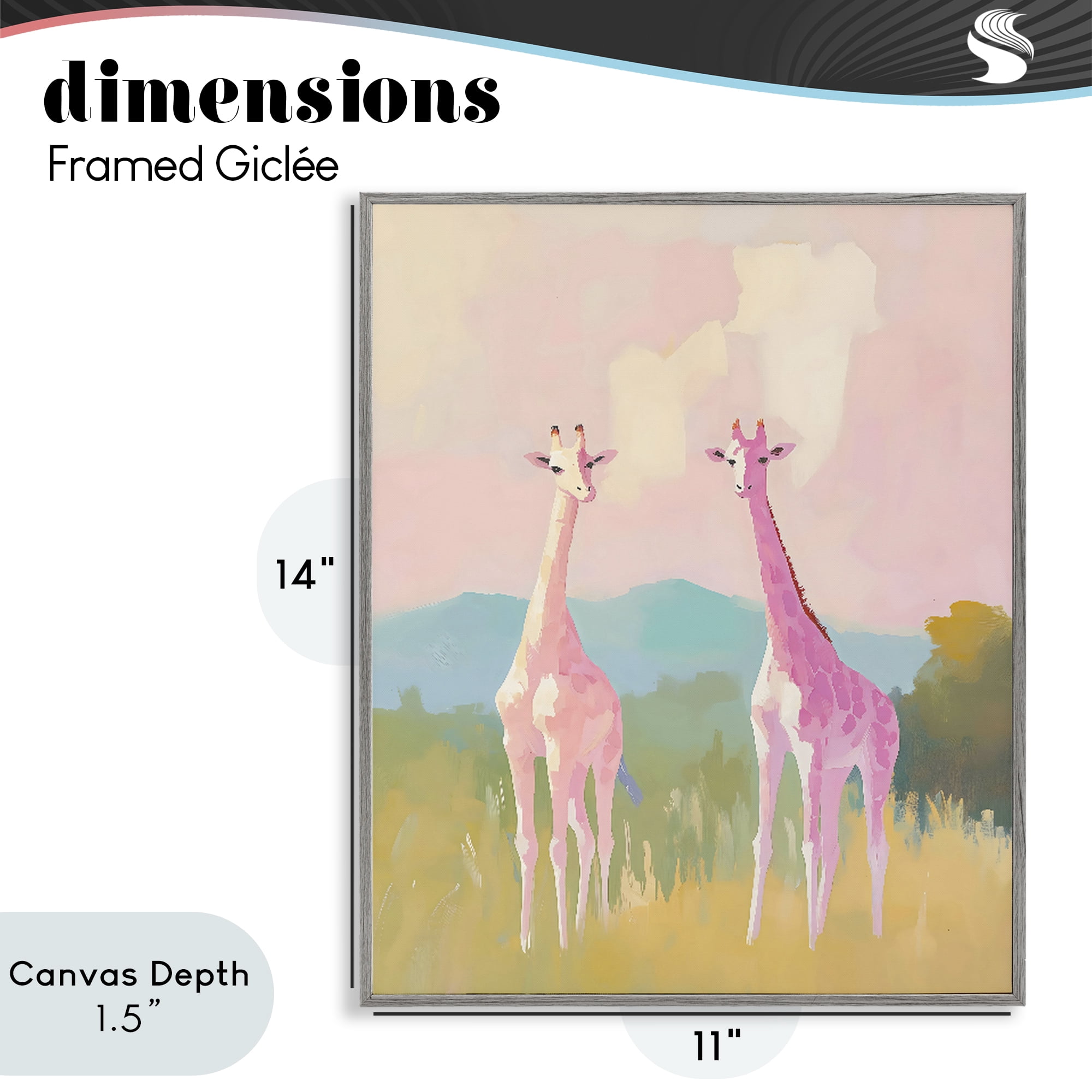 Stupell Industries Pink Giraffes on Savanna Gray Framed Giclee Art, design by The Prints Vibe