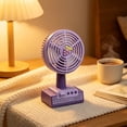 thumbnail image 6 of Partheme Cartoons Fruit Printed Base 3 Speed Desktop Fan with Metal Safety Grille, USB Rechargeable Small Desk Fan for Office Dorm, Macaron Color 300mAh, Purple, 6 of 6