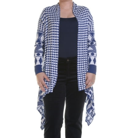 Open Front Cable - Cable & Gauge Women's Open Front Cardigan Blue Combo Size S