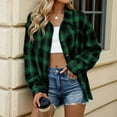 thumbnail image 4 of Flannel Shirts FOR Women Shacket Long Sleeve Button Down Ladies Clothing,Green,L, 4 of 8