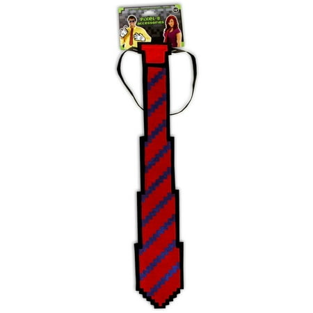 Pixel-8 Costume Neck Tie Adult: Red & Blue One