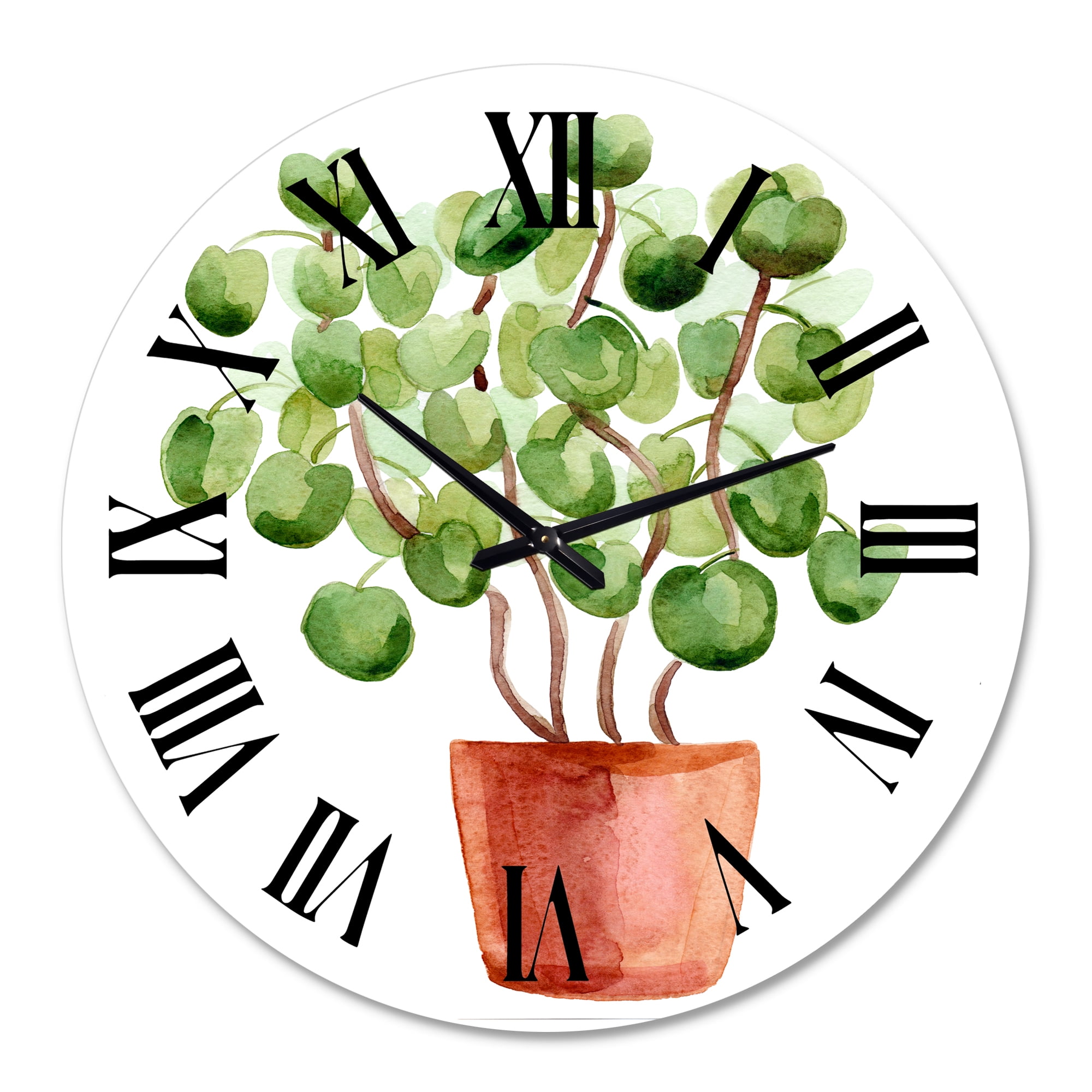 Designart 'Chinese Money Plant In Pot' Traditional Wall Clock