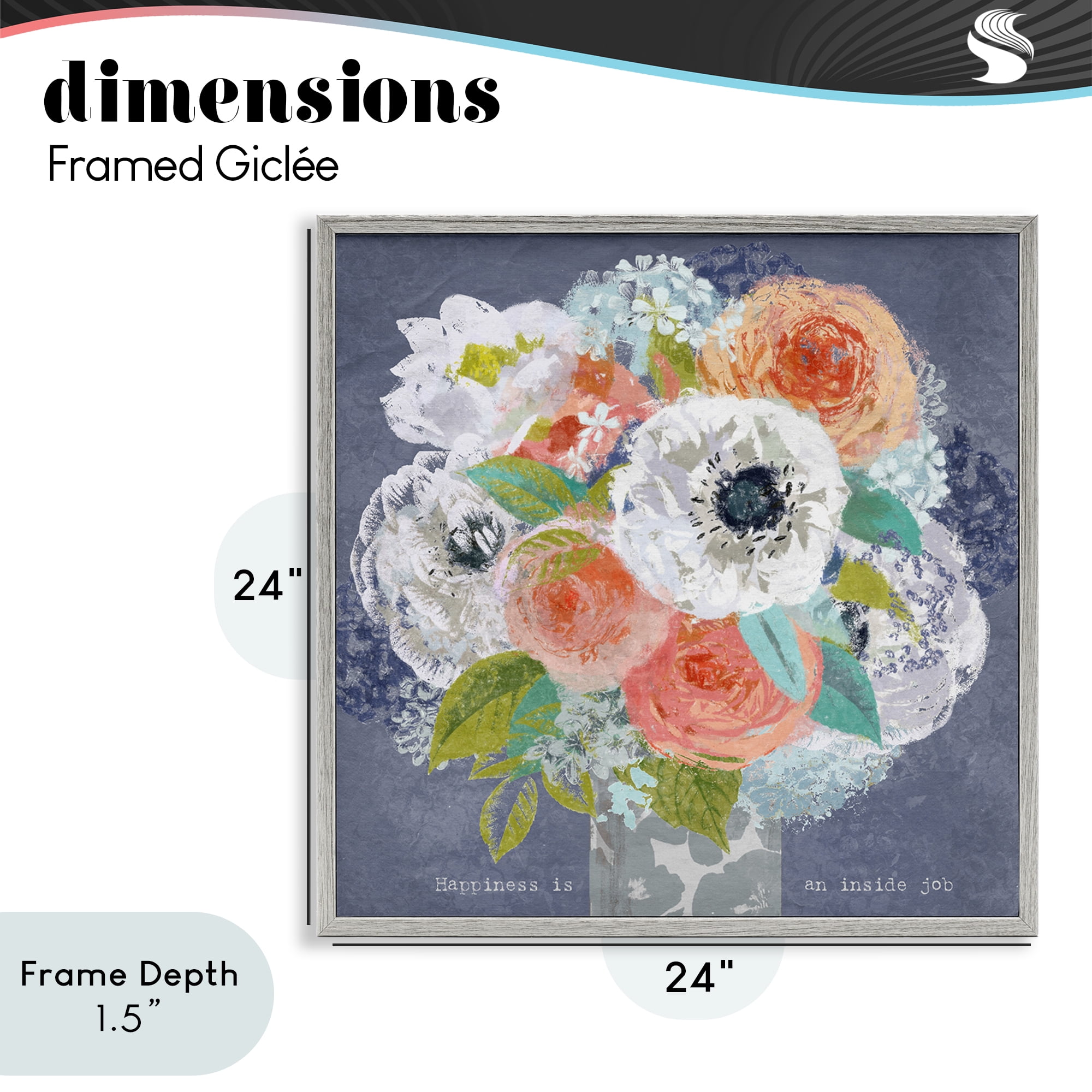Stupell Industries Happiness Is An Inside Job Gray Framed Giclee Art, design by Suzanne Nicoll