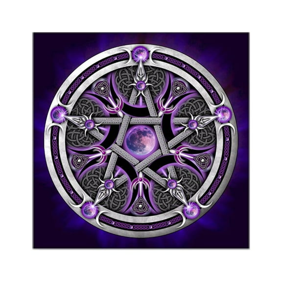 CafePress - Purple Moon Pentacle Sticker - Square Sticker 3" x 3"
