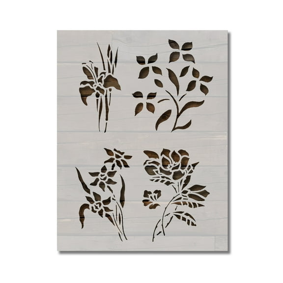 Flowers Floral Roses Flower Pattern Stencil Template Reusable 8.5 x 11 for Painting on Walls, Wood, Etc. By Stencilville