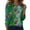 Green #033, variant on Mardi Gras Shirts Womens Sequins Crew Neck Holiday Tunic Tops Long 3/4 Sleeve Glitter Green Graphic Tee Purple M