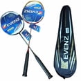 thumbnail image 1 of Kevenz 2 Pack Graphite High-Grade Badminton Racquet, Professional Carbon Fiber Badminton Rackets, 1 Black And 1 Red Racket, 1 Carrying Bag, 1 of 4
