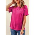 thumbnail image 4 of Women's Rose Red Casual Plain Crew Neck Tee - [ZhiHiMeRi] | (US 16-18)XL, 4 of 12