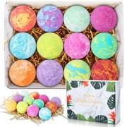 12 Kinds of Natural Bath Bombs, Hand-Made Bubble Bath Bomb Gift Box, Rich in Essential Oils, shea Butter, Coconut Oil, can moisturize Dry Skin, is a idea for Women