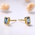thumbnail image 2 of Simulated Alexandrite Earrings 14K, Studs, Imitation Alexandrite Stud Earrings, 14K Yellow Gold, June Birthstone Earrings, June Birthday, 2 of 2