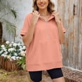 thumbnail image 5 of MEZZALL Women Solid Color Hoodies Sweatshirts Loose Zipper Pockets Short Sleeved Tops Basic Daily Outdoor Stylish Travel, 5 of 8