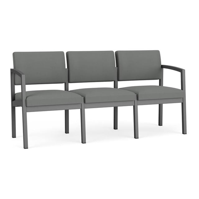 Lenox Steel Canapé d'Attente pour Réception 3 Places / Acier Charbon / Gris Pâle