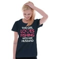 thumbnail image 3 of Wife Husband Loves Fishing Cute Girly Womens Slim Fit Graphic Tee Brisco Brands L, 3 of 5
