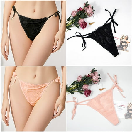 

Women s Sexy Side Tie G-String Thongs See Through Underwear 2 Pieces