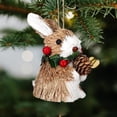 thumbnail image 6 of 1 Pc Woodland Animal Xmas Ornament Sisal Straw Rustic, Classic Farmhouse Sisal Straw Friends Animal Figurine with Pinecone Berry, Neutral Rustic Forest Hanging Accessory, Trees, Wreaths, 2D, 6 of 6
