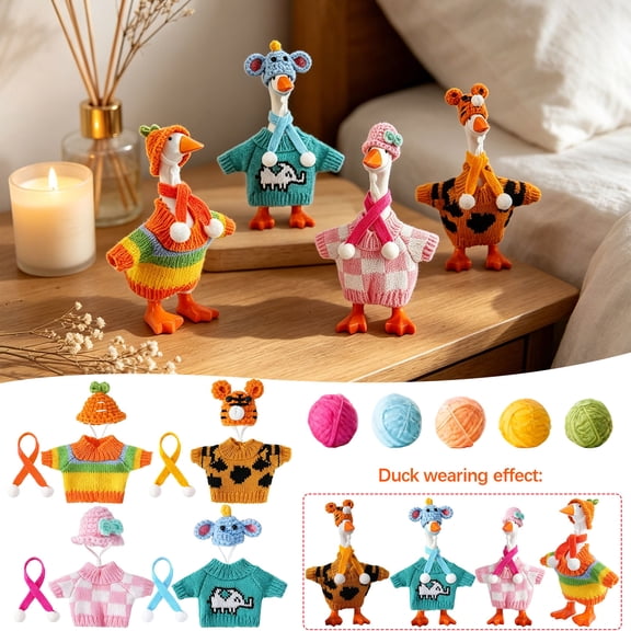 summer porch goose outfit, 7 Inch Desk Gooses Figurine Outfits, Adorable Mini Gooses Costumes with Sweater Hats Scarves