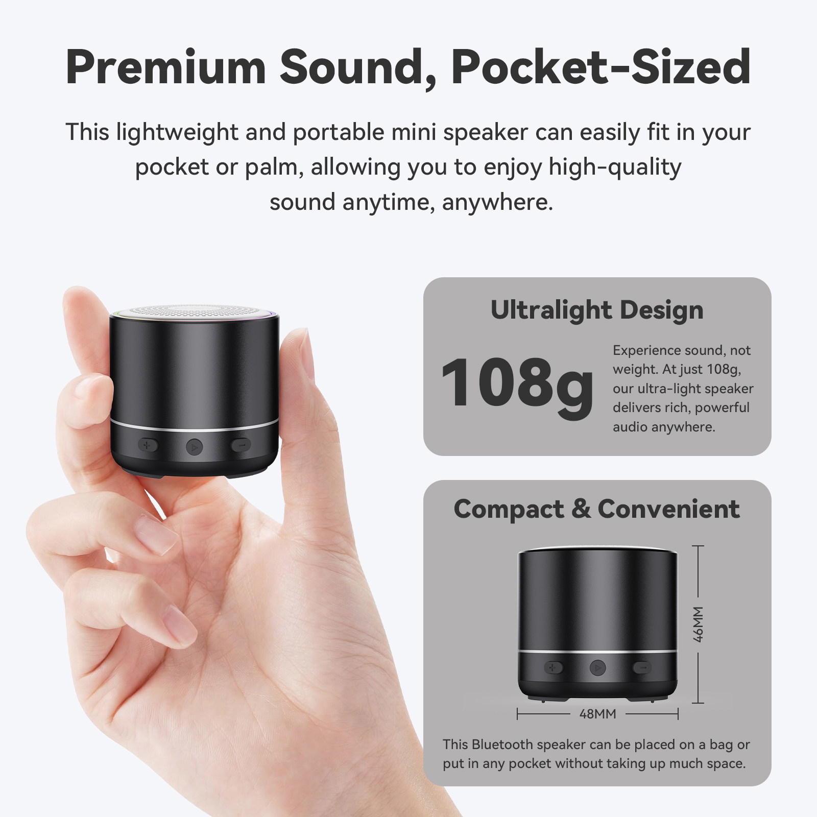 Cillso Mini Portable Bluetooth Speaker, IP68 Waterproof with RGB Lights photo 2