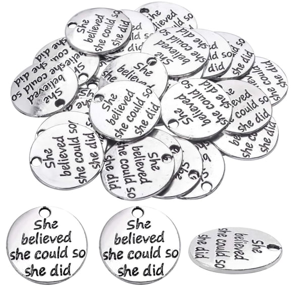 Pack of 30 Alloy Inspirational Message Charm Pendants She believed she could so