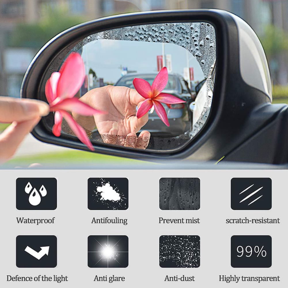 Willstar 8PCS Car Rearview Mirror Film Waterproof Rainproof High-definition  Transparent Nano-coated Protective Sticker,suitable for Rearview Mirrors