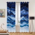 thumbnail image 2 of Navy Blue Ombre Kitchen Curtains 84 Inch Length, Modern Moire Abstract Art Luxury Grommet Top Bedroom Living Room Curtains, Light Filtering Cafe Curtain Drapes 2 Panels Set 84''x84'', 2 of 9