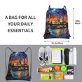 thumbnail image 2 of Rocae Neon Shanghai Cityscape Night for Drawstring zipper Backpack Gym Backpack Bag for Men and Women, 2 of 6