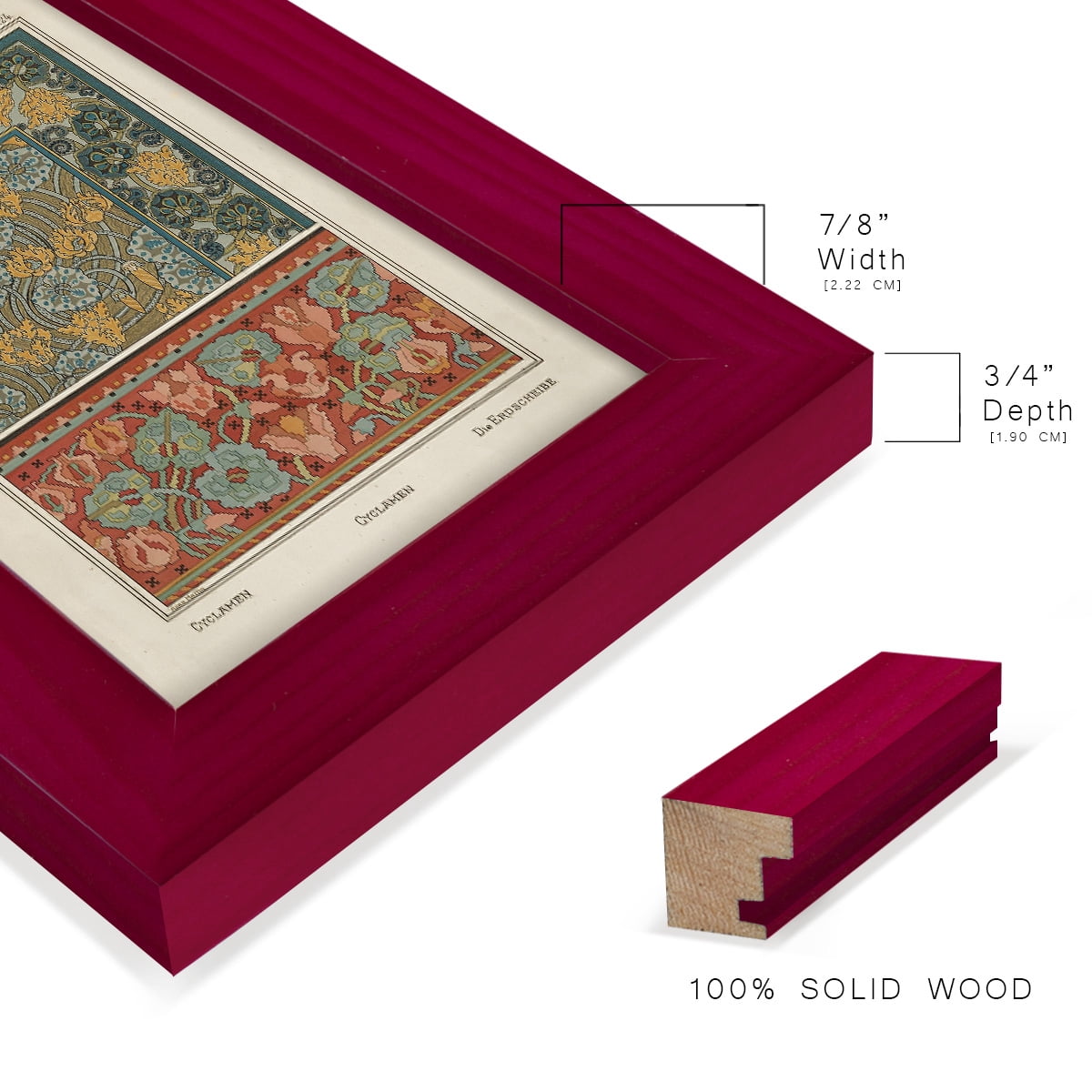 Nouveau Decorative I - Framed Print w/glass - Cherry Red