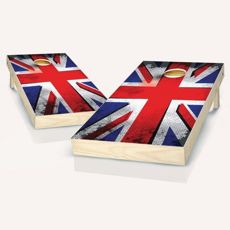Skip's Garage British Flag Rustic Solid Wood Cornhole Board Set
