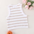 thumbnail image 4 of Women's Ribbed Tank Tops Striped Crew Neck Cropped Top Soft Stretch Going Out Summer Camisole Yellow M, 4 of 8
