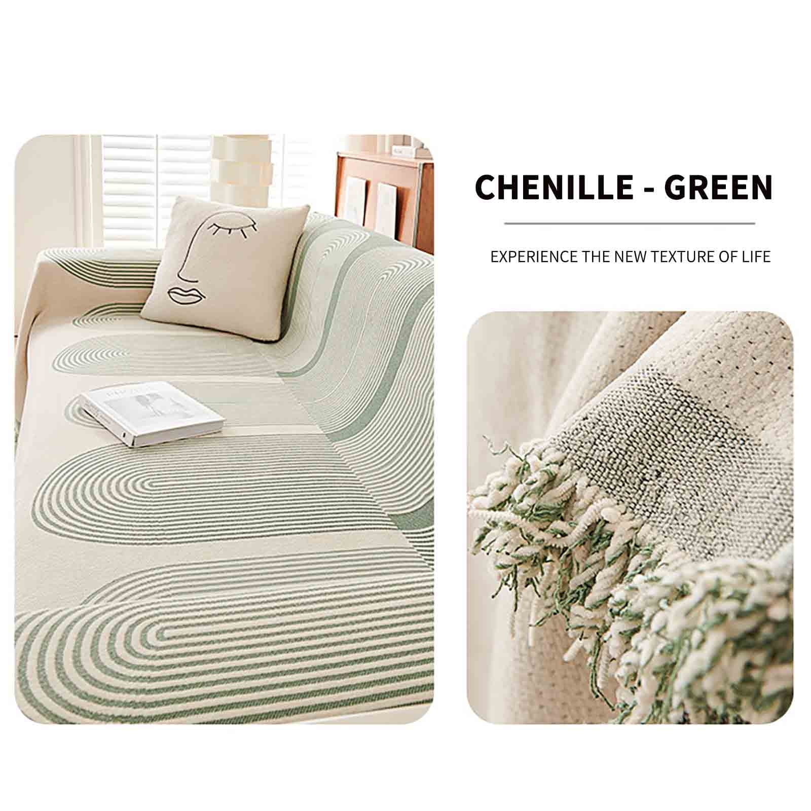 Herrnalise Sofa Covers Chenille Couch Covers,Furniture Covers,Couch Cushion Covers,Sectional Couch Covers for L Shaped Pet Couch Protector with Tassel Soft,Washable 60×71 inch