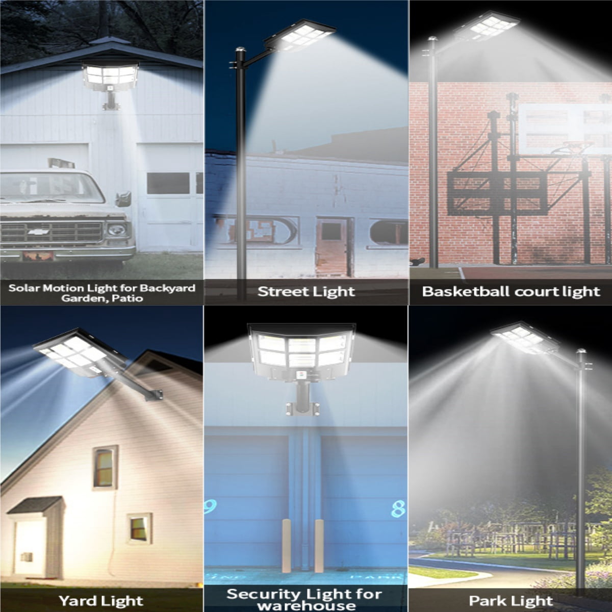 Gefolly 6500W Solar Street Lights Outdoor，Commercial Parking Lot Lights Solar Powered Outdoor Lights Dusk to Dawn，Yard Garden Flood Security Lamp with Sensor & Remote Control, IP67