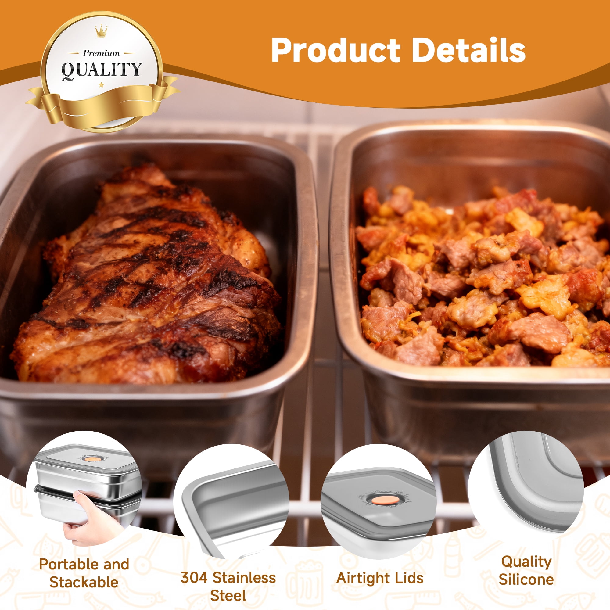 Grill Prep Trays Set Of 8, Stainless Steel Baking Pan with Lid, Grilling Prep and Serve Tays, Cookie Sheets, 2 Marinade Container With Lids, Cutting Board
