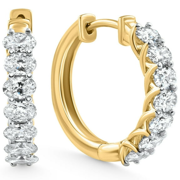 Pompeii 1 - 5 Ct Oval Diamond Hoops 14k Gold Lab Grown Women's Earrings (,VS1-VS2)