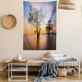 thumbnail image 2 of Scenery House Decor Tapestry, Dawn Time at Asian Seascape with Autumn Trees in Water Habitat Theme, Wall Hanging for Bedroom Living Room Dorm Decor, 60W X 80L Inches, Blue Yellow, by Ambesonne, 2 of 5